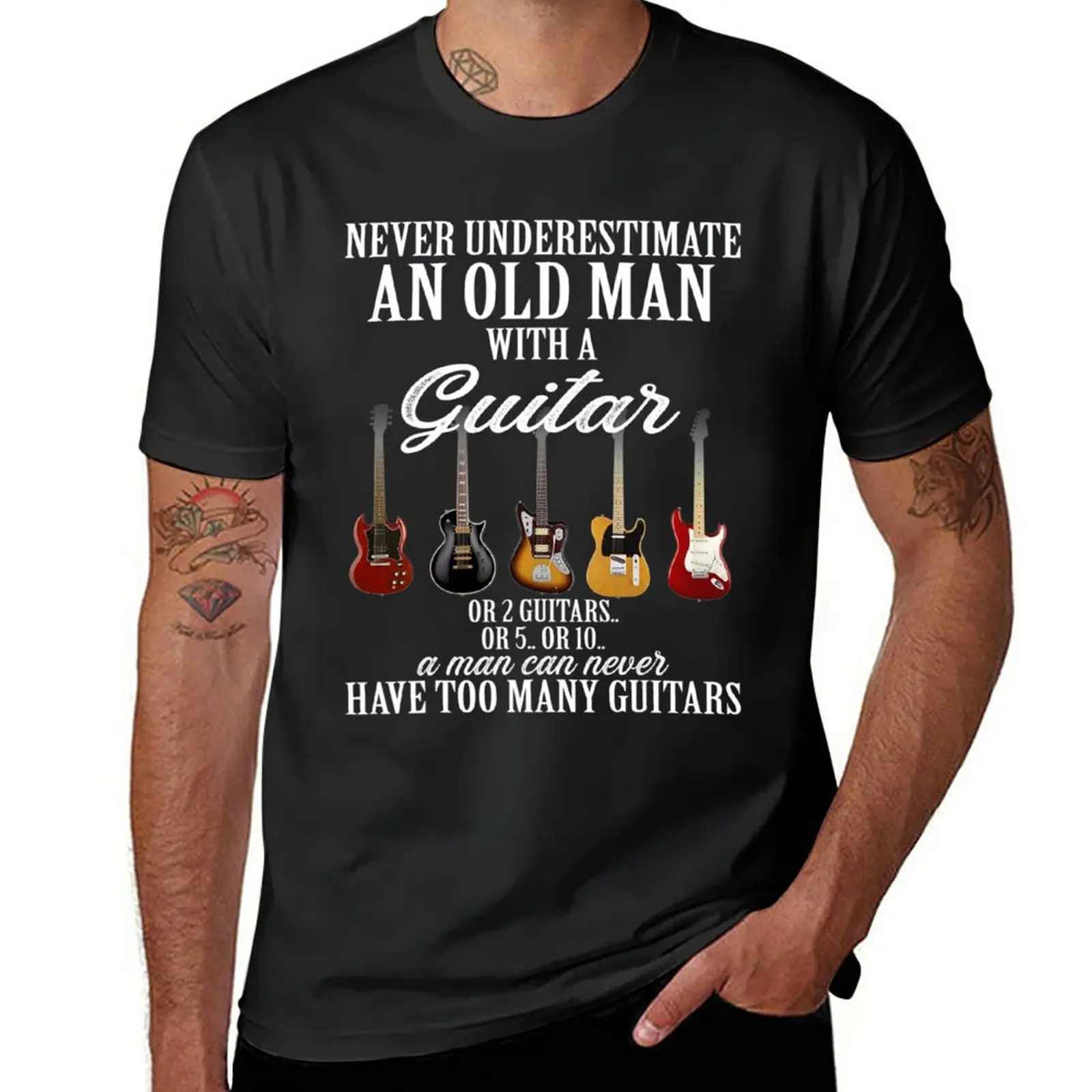 

New Never Underestimate An Old Man With A Guitar T-Shirt t-shirts man boys t shirts mens t shirts