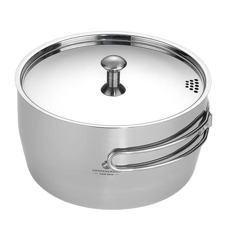 CAMPINGMOON Thickened Composite Stainless Steel Outdoor Camping Soup Pot, Boiling Water Portable Picnic Pot, Cooking Utensils
