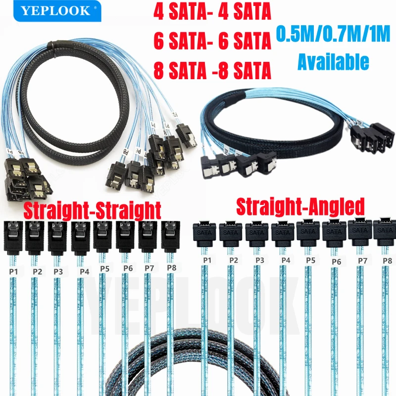 Cavo dati originale SATA3.0 4 SATA 6 SATA 8 sata SAS Serial ATA 7Pin 6gbps per Hard Disk SSD unità ottica Server Host 0.5/0.7/1M