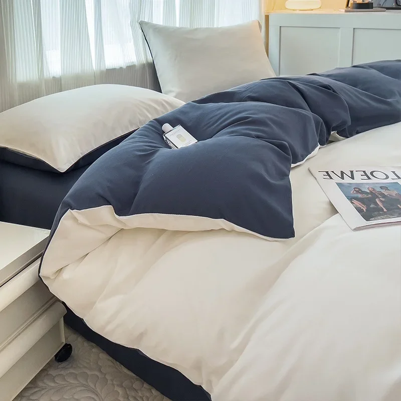 2-stronny zestaw łóżek w jednolitym kolorze 4-częściowa poszwa na kołdrę Poszewka na poduszkę Zestaw pościeli Prześcieradło Poszwa na kołdrę Pojedyncza królowa King Size