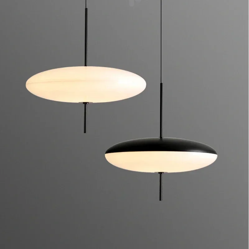 Modern Simple Astep Pendant Light Restaurant Living Lamp Bedroom Study Bar LED Lamp Black And White UFO Chandelier 2