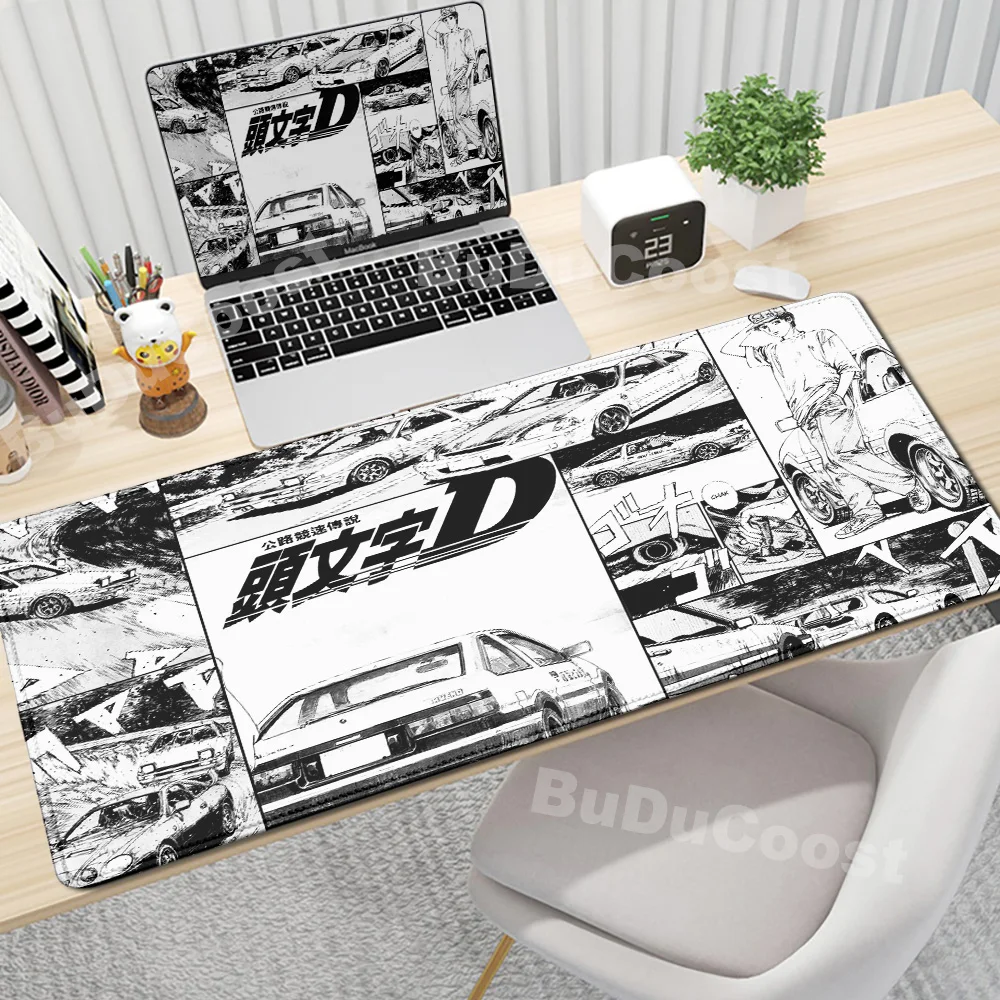 thumbnail image 1 of Alfombrilla de ratón para juegos, antideslizante, con diseño de anime Initial D, alfombrilla grande para escritorio de oficina, alfombrilla de goma con arte en blanco y negro, 1 of 4