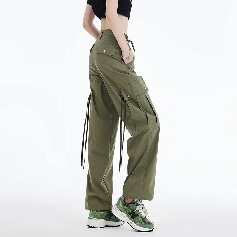 

HOUZHOU Oversize Cargo Pants Women Baggy Parachute Black Wide Leg Trousers Female Green Workwear Korean Streetwear Hip Hop