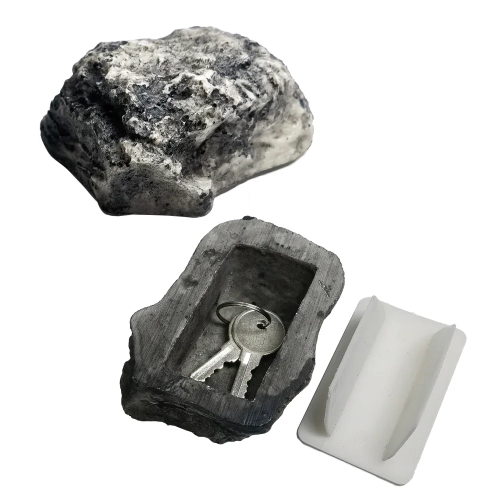 Garden Stone Hide a Spare Key Fake Rock Camouflage Stone Diversion Looks Like Real Safe Outdoor Yard Geocaching key hiding rock