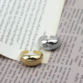 Anello in Argento Sterling 925 per Donna e Uomo, Design Geometrico Liscio, Regolabile, Gioielli da Festa, Vendita all'Ingrosso