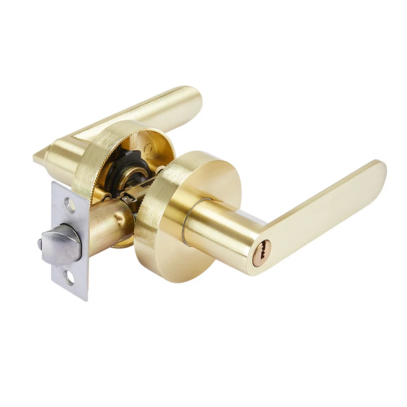 Silent Room Door Lock Round Door Lock Interior Handle with Core/latch with Key Aluminum Alloy Handle Door Lock