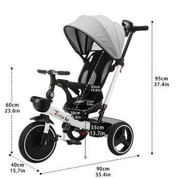 Ubravoo Baby Stroller Tricycle Ride Bike , 5-in-1, Adjustable Canopy, Sitting & Lying,Celerity Disassembly & Assembly,1-5 Years 2