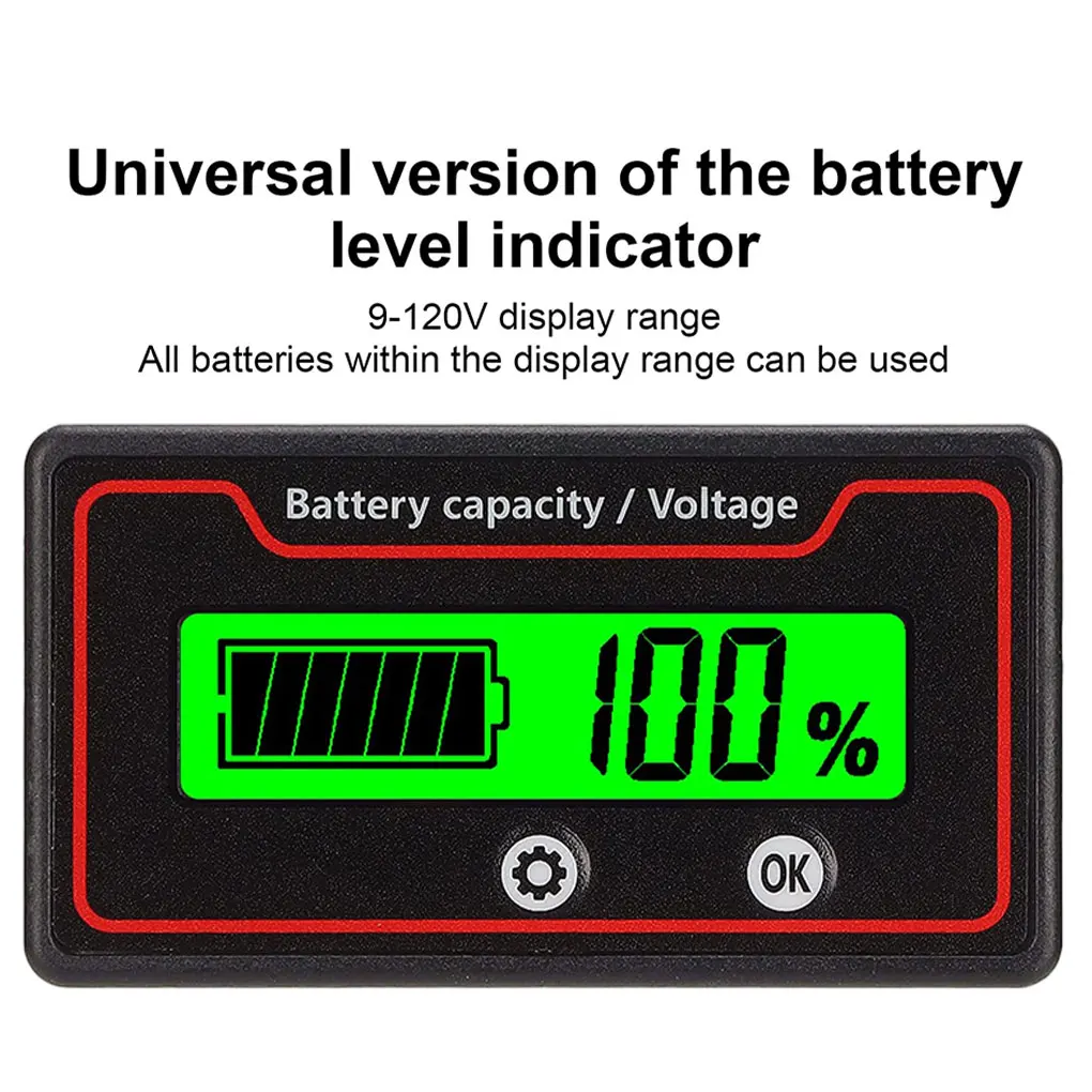 Battery Power Meter Capacity Indicator Digital Voltage Tester Blue