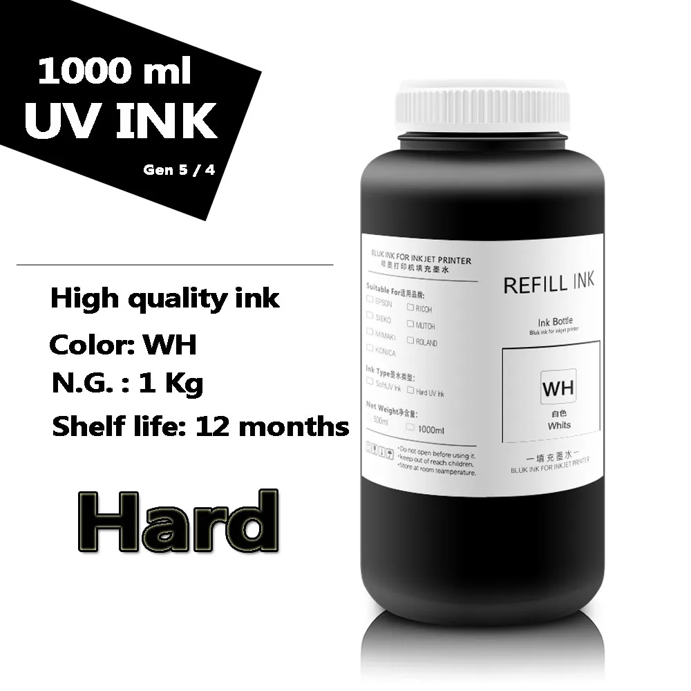 Printer UV Ink 1000ML/bottle*5colors Dedicated For Ricoh GEN 4 GEN5 printhead for Ricoh UV printer
