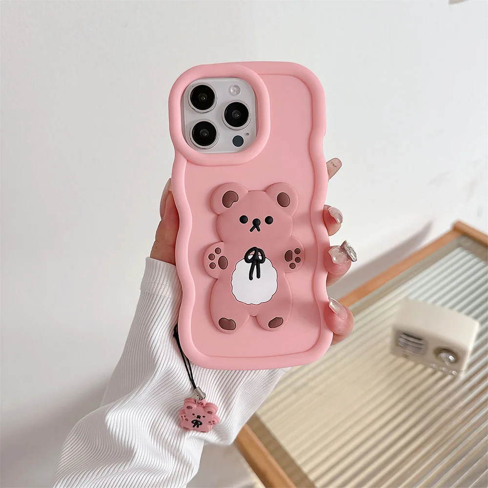 Honorx8 Cute Bear Pendant Candy Wavy Silicone Case On Huawei Honor X8 X8a X6s X6 4g 5g X8b X7 X7a X7b 90 70 Magic 5 6 Lite Cover_voghion.com