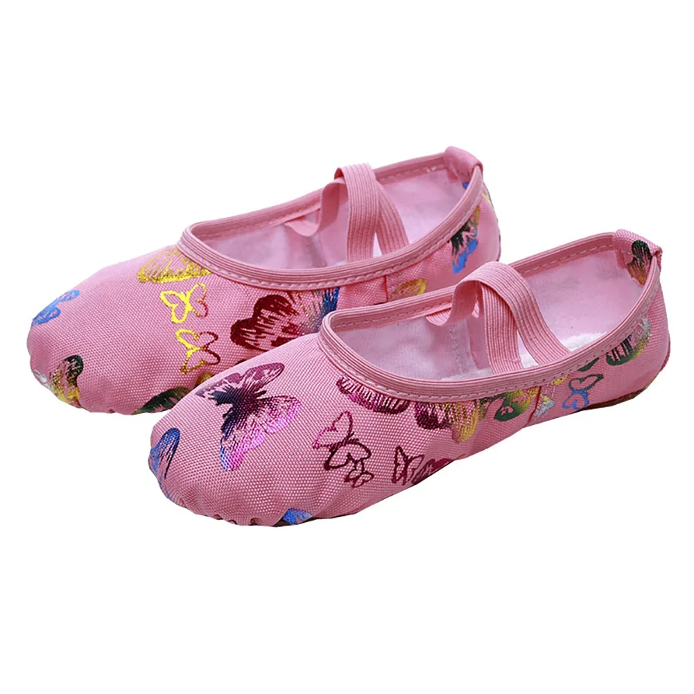 Girls Ballet Shoes Canvas Butterfly Soft Sole Ballet Dance Slippers Children Practise Ballerina Shoes Woman Dance