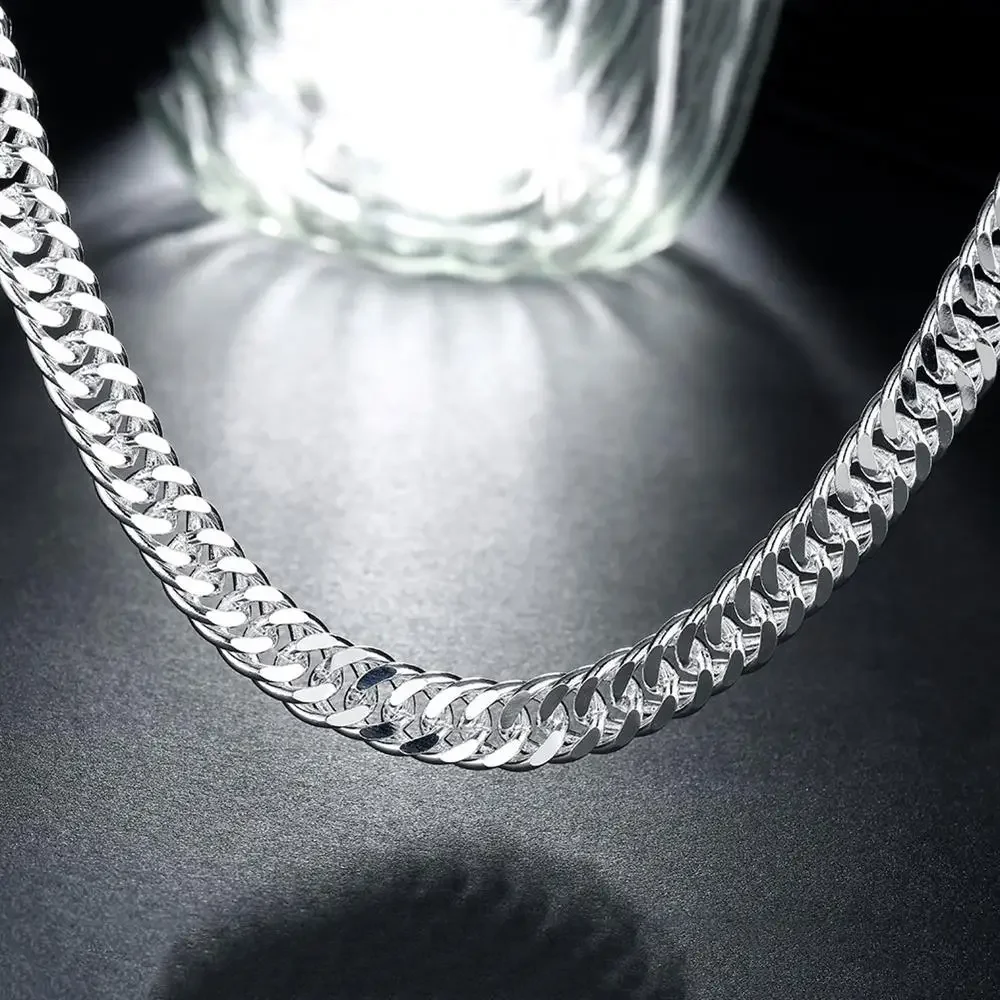 

925 Sterling Silver Width 6mm Chain Necklaces For Women Men Charm Fashion Party Wedding Accessories Jewelry Gifts 50/55/60cm