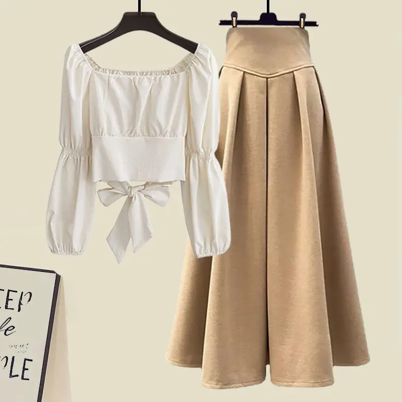 Large Women's Autumn Set Women's 2023 New Style Wear Korean Top Women's Slim Half Skirt Two Piece Set Winter Clothes Womenskirts