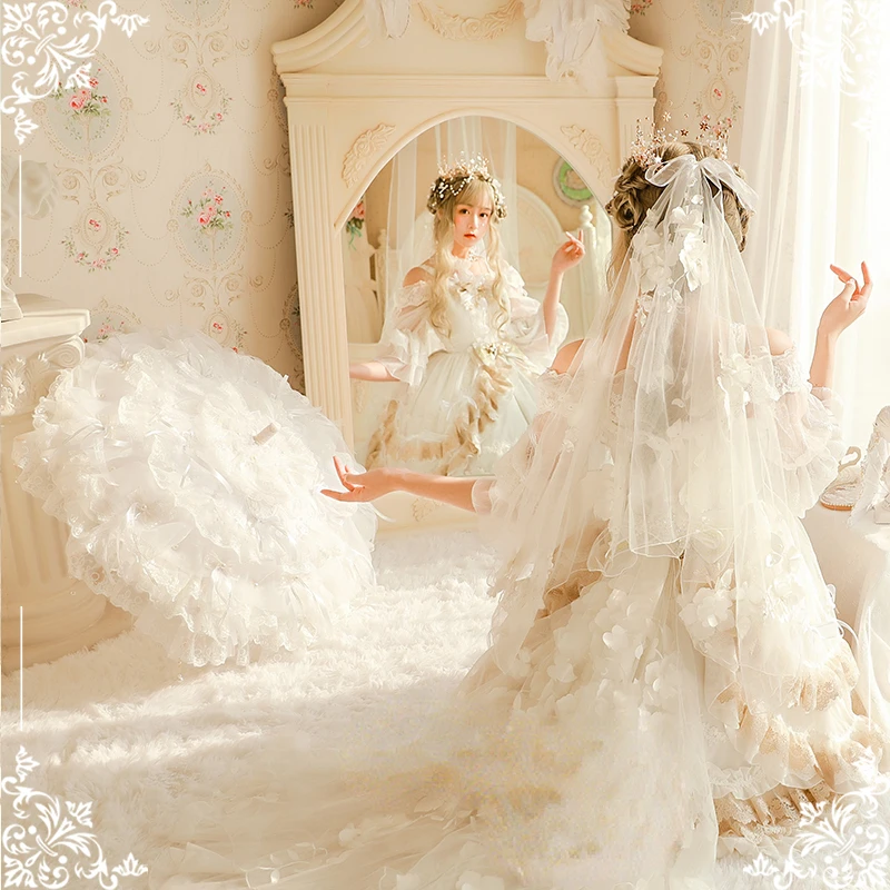 Lolita Flower Wedding Tea Party Christmas Day Dreams Versailles Dawn Lace Handmade Umbrella Parasol Paraguas Inverso