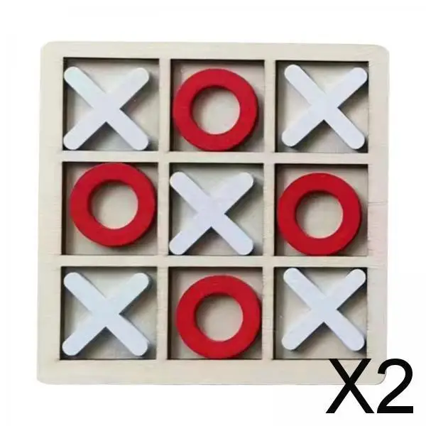 

2X Wood Tic TAC Toe Game Set Family Games Funny Table Game for Travel Gifts