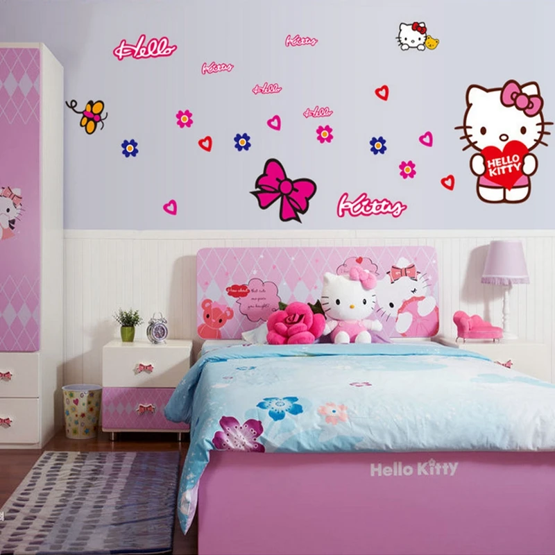 Description Picture 3 of itemHOT Size 50X70cm Popular 3D Hello Kity Cat Classic Toys Home Decals Vinyl Wall Stickers For Kids Rooms Decoration Cartoon 7131