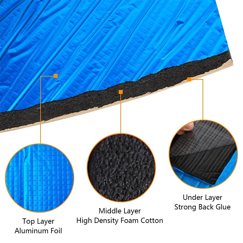 10PCS Car Heat and Sound Insulating Cotton Mats 5mm Aluminium Foil Door Bonnet Vibration Isolating Mats Noise Protection sound proof mat sound insulation mat soundproofing cotton sound insulation cotton