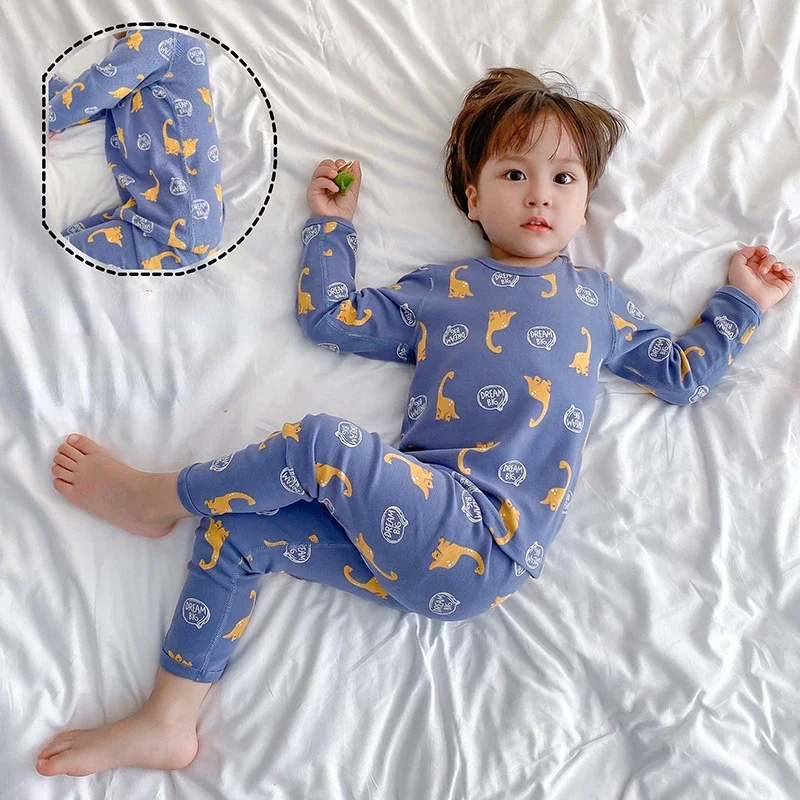 

Pure Cotton Kids Pajama Set baby Boys Girls Nightwear Cute Cartoon Homewear Children's Clothing sets