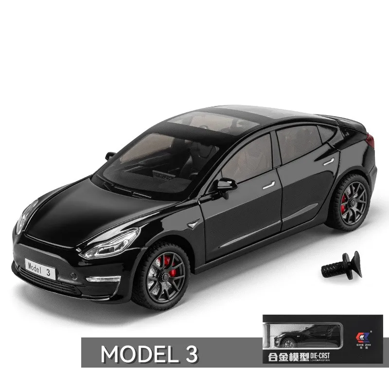 1/24 Tesla Model 3 Diecast Metal Toy Car 1:24 Miniature Alloy Vehicle Pull  Back Sound & Light Collection Gift For Boy Children - AliExpress