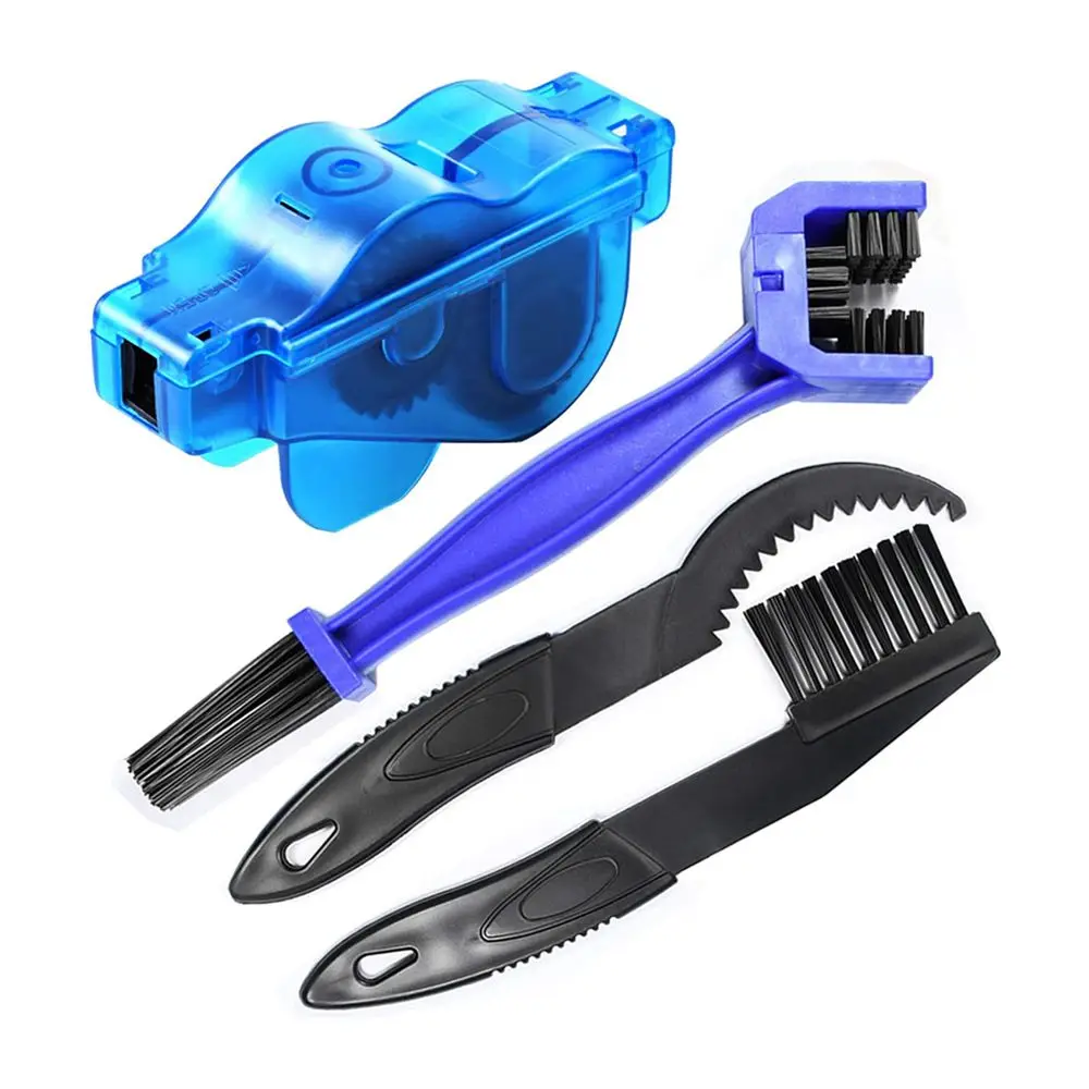 Bike Chain Cleaner Bicycle Chain Gear Wash Tool Kit Road Mountain Bikes Drivetrain Cleaning Brush Maintenance Kit 4 Piece Set bicycle cleaning kit