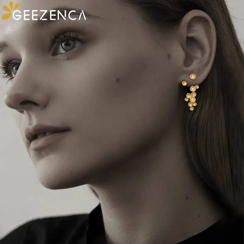 GEEZENCA 5A 지르콘 별 여성을위한 매달려 귀걸이 원래 디자인 세련된 귀걸이 파인 쥬얼리 2023 새로운 선물
