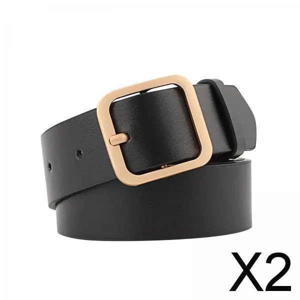 

2x Women's PU Leather Belt Waist Belt Waistband Decorative Belt for Trousers Dress Skirt