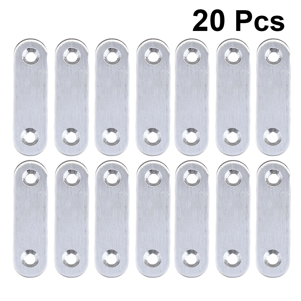 20pcs Straight Heavy Duty Flat Bracket Corner Brace Metal Mending Rust Proof Wardrobe