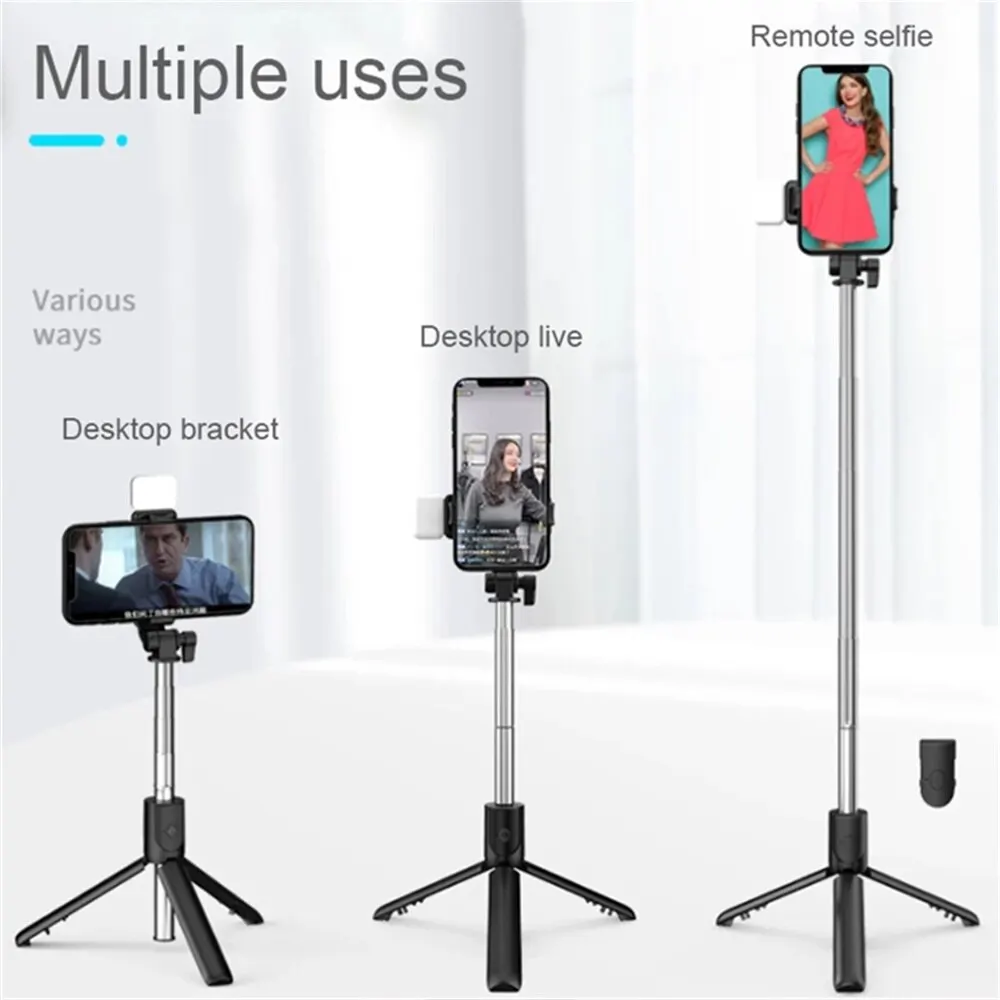 Treppiede Portatile Bluetooth per Selfie con Telecomando, Luce di Riempimento e Supporto Pieghevole per Vlog e Viaggi - Image 4