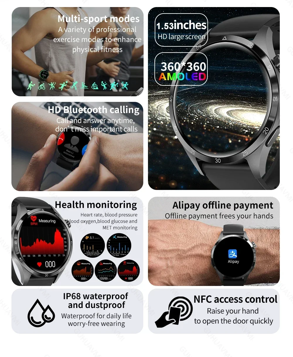 NFC smartwatch with sleep tracker and GPS watch features