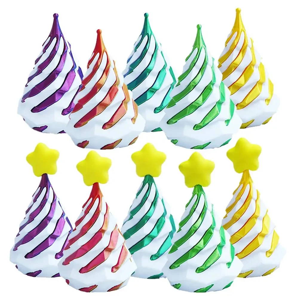 Christmas Tree Spiral Decompression Toy 3D Printed Cone Desktop Decompression Decoration Children's Push And Push Music Gift