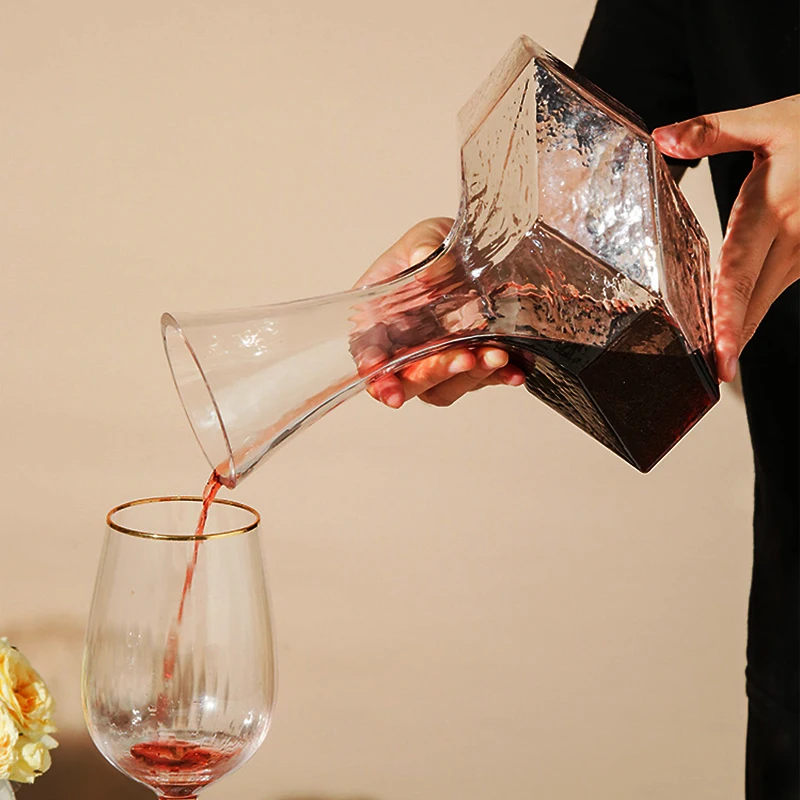 Irregular Wine Decanter Creativity 1450ml Decanter Dispenser Crystal Glass Wine Aerator Mirror Jug Gift Bar Decor Art Glassware wine aerator pourer,wine aerator decanter