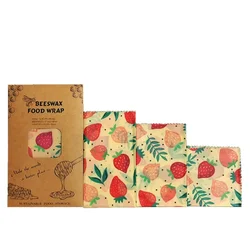 Eco - Friendly Organic Beeswax Food Wrap - Reusable Fresh - Keeping Cloth (Strawberry)