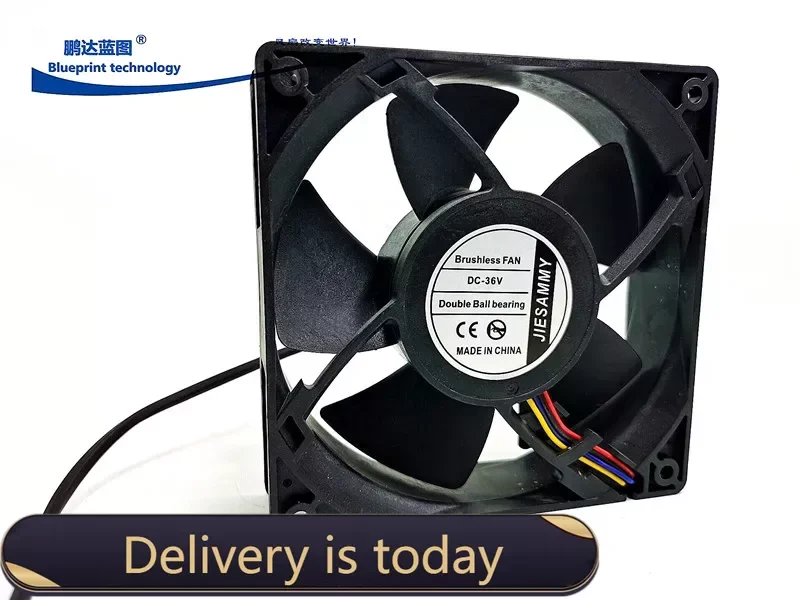 

New Jiesammy Double Ball Bearing 12032 12cm Max Airflow Rate 36V Four-Wire PWM Temperature Control Cooling Fan 120*120*32MM