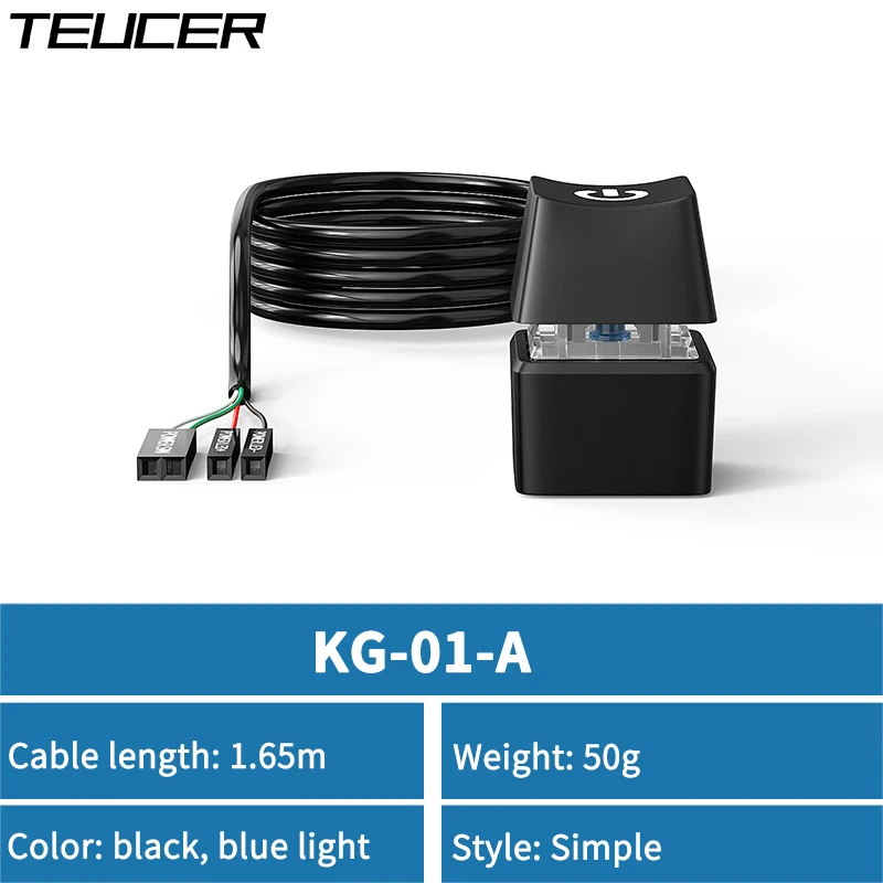 thumbnail image 1 of TEUCER 1.65/5/10m LED Lights Computer Desktop Switch PC Motherboard External Start Power Button Extension Cable for Home Office, 1 of 5