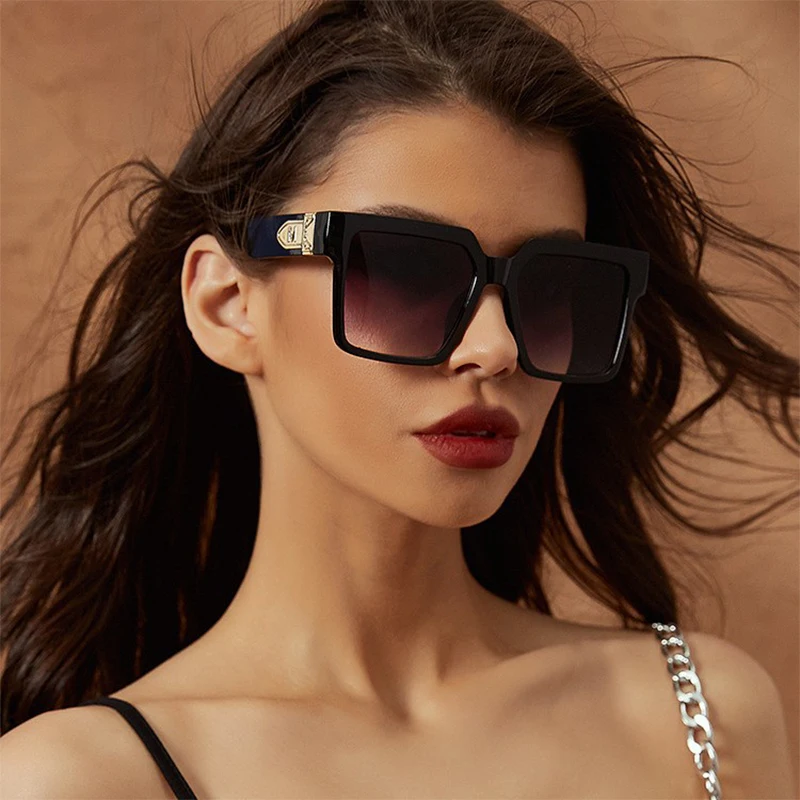 Personalized Candy Color Hip-hop Sunglasses Fashionable Square Sunglasses Trendy Large Frame Plain Face 1/2/3PCS 5367