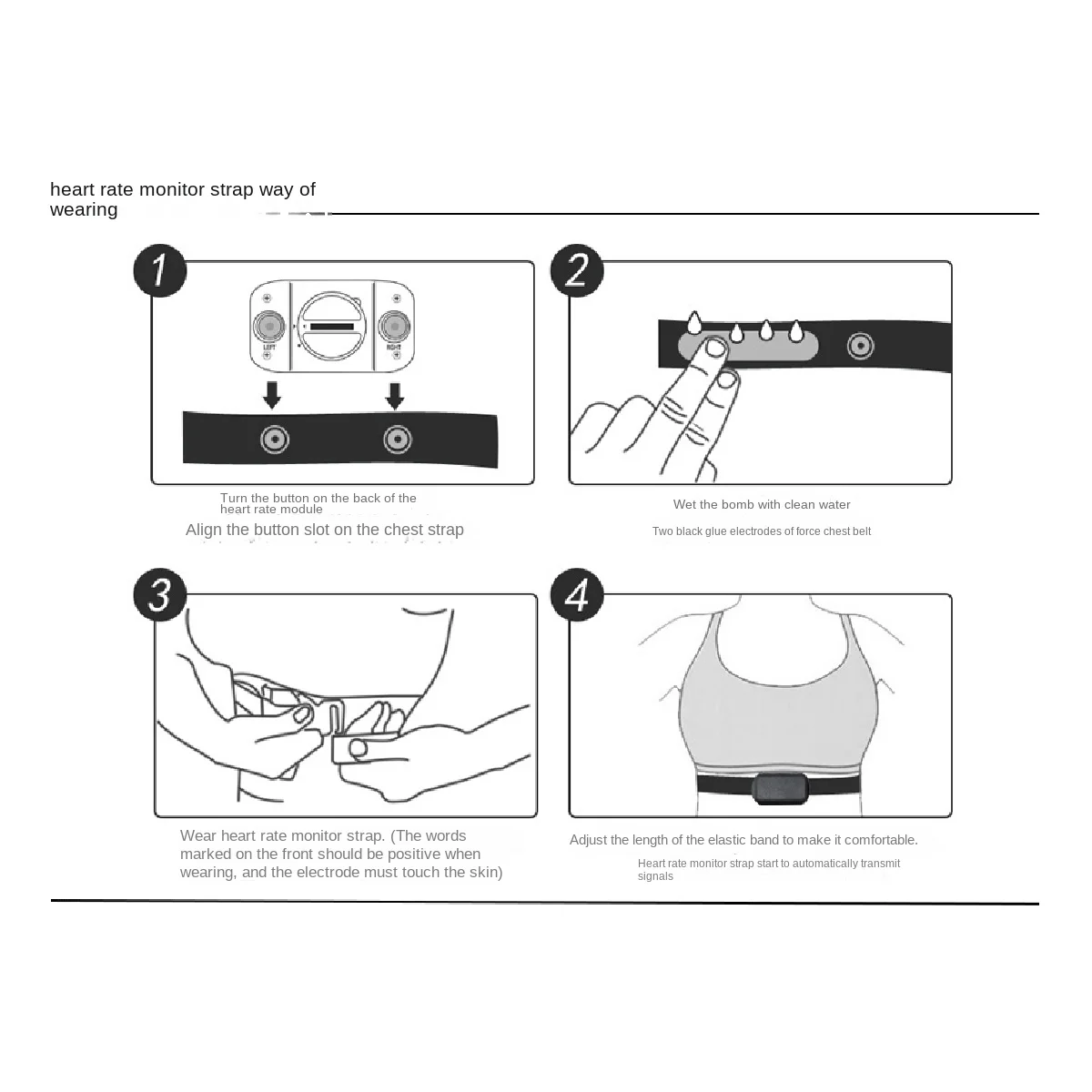 Coospo Polar Wahoo Garmin 마운트 심박수 센서 모니터용 심박수 벨트 가슴 스트랩, 탄성 소프트 스트랩 밴드, 블랙 XQ