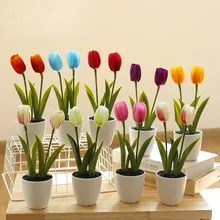 Artificial Flowers Tulip Bonsai for Decorative Fake Flowers Potted Dry Plastic Flowers Room Home Decor Garden Festival