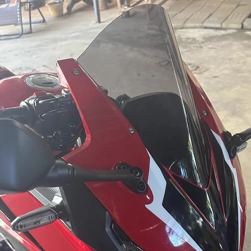 Sports Bike Windshield For Honda CBR500R 2013-2015 - Polycarbonate Double Bubble Windscreen (Smoke) - View #9