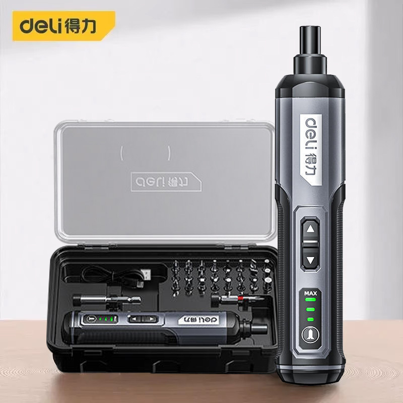  Deli Electric Screwdriver 3-Speed Large Torque Cordless 2000mAh Battery Drill 4V Power Tools Set Household Maintenance Repair 