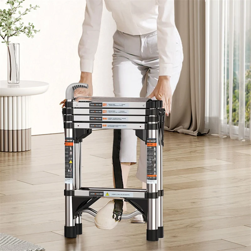 

Household Folding Aluminum Stairs Multi-functional Telescopic Ladder Indoor Portable Herringbone Ladder Lift Shrinkage Staircase