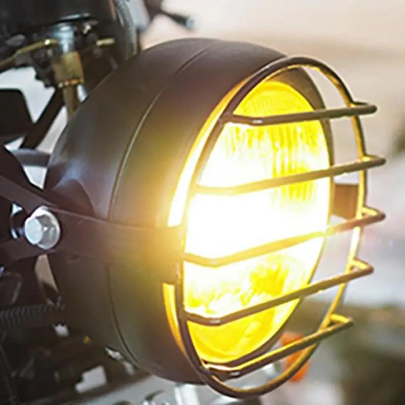 MotorcycleHeadlightGrillCoverBlackRetroHeadlightProtectorMesh
