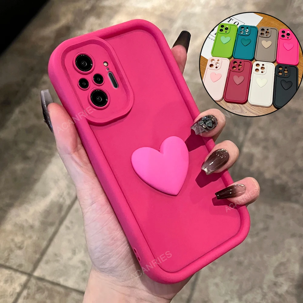 Cute Love Heart Matte Shockproof Silicone Case Back Cover