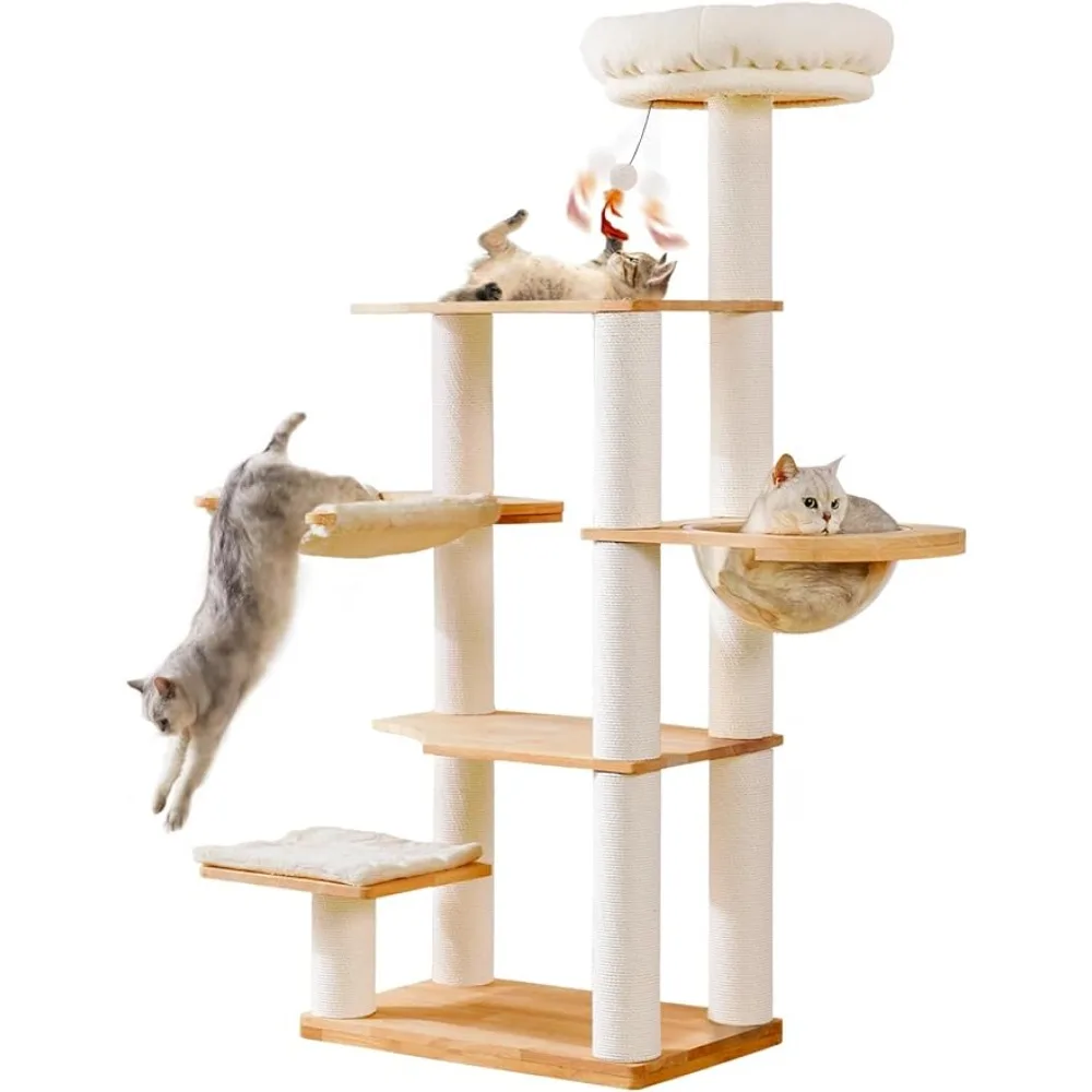 

MASHOOPS Cat Wood for Indoor Tower for Large Furniture with Capsule&Cat Ball Toy