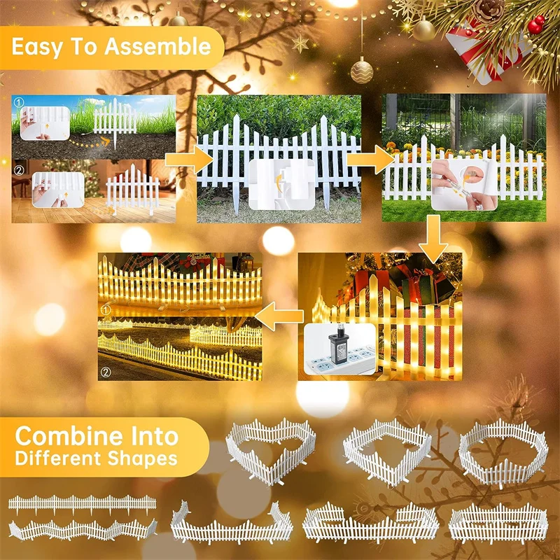 8PCS LED Fence Lights Christmas Tree Enclosure Outdoor Waterproof Garden Courtyard Decorative Lights Landscape Atmosphere Decor 5