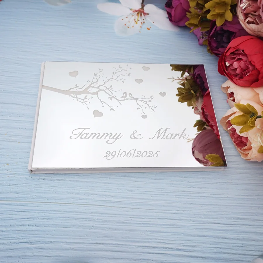 Acrylic Mirror Hardcover Wedding Party Gift Personalized Wedding Book Guest Signature Book 25*18cm