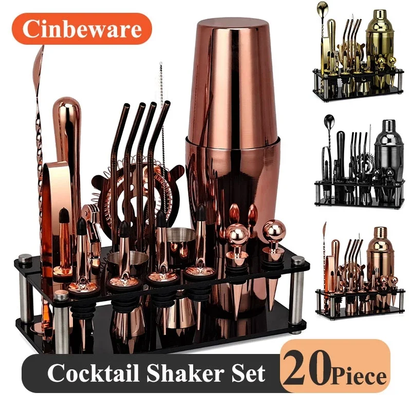 20 Pezzi Cocktail Professionale Completo Boston Shaker Drinks Bartender Kit Cocktail Mixer Set Utensili Per La Casa Per L'Ospitalità