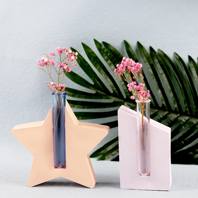 Concrete Heart Shape Vase Silicone Mold DIY Handmade Plaster Epoxy