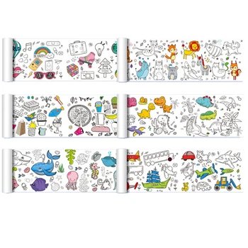 Rotolo da disegno per bambini su tela per animali da 90 cm Rotolo di carta da colorare fai-da-te Riempimento del colore Graffiti Pittura tagliata su carta Scuola educativa