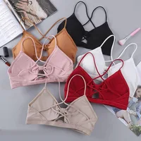 2023 sexy threaded sports yoga bra pure cotton sports bra fitness top bra breathable strap underwear bra pad wrap chest 1