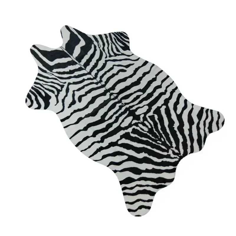 2025 Newest Arrival PV Velvet Imitation Animal Skins Rugs and Carpets Cow Zebra Carpet 110*75cm Carpets For Living Room Bedroom 4